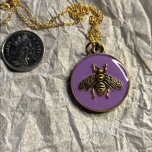 Authentic Purple Bee Pendant Necklace